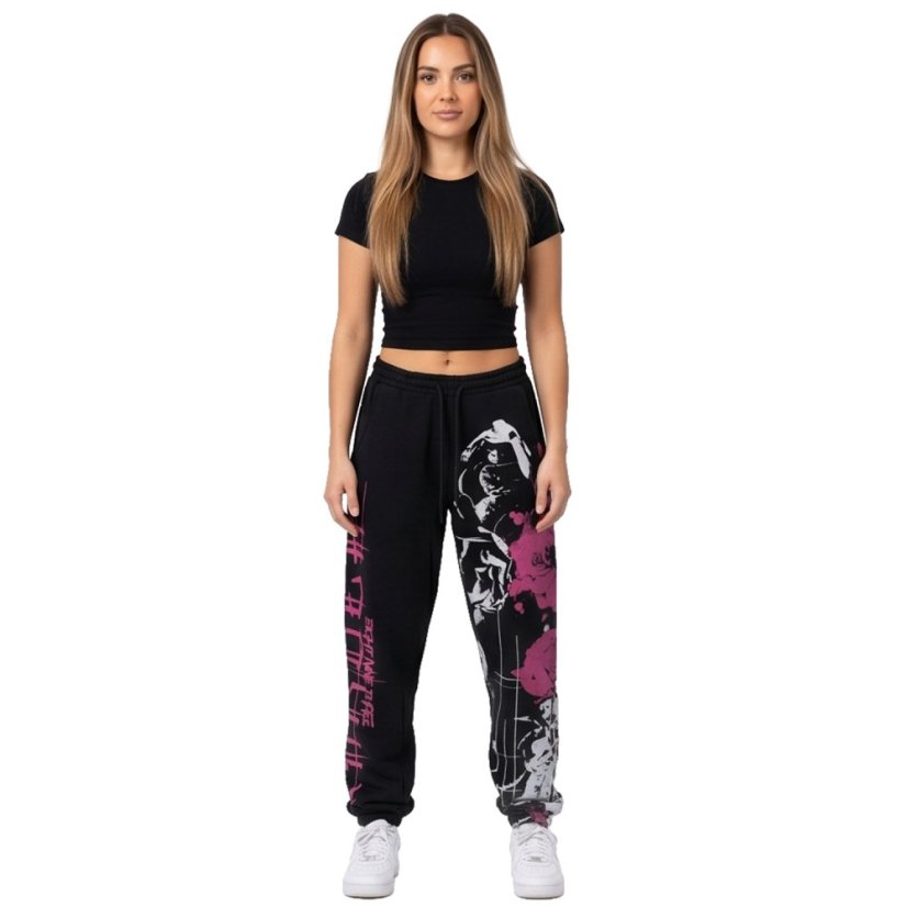 Dámské tepláky Flowers Loose Joggers - Velikost: XS, Barva: schwarz