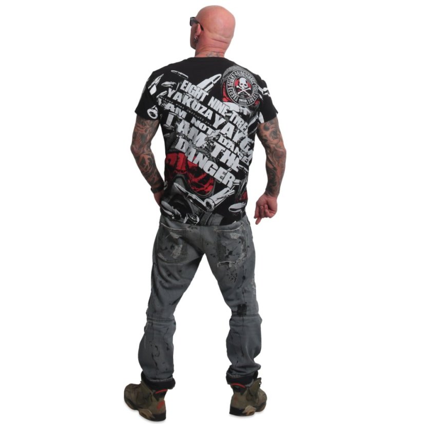 Pánské tričko Danger Allover Regular T-Shirt - Velikost: 3XL, Barva: Černá