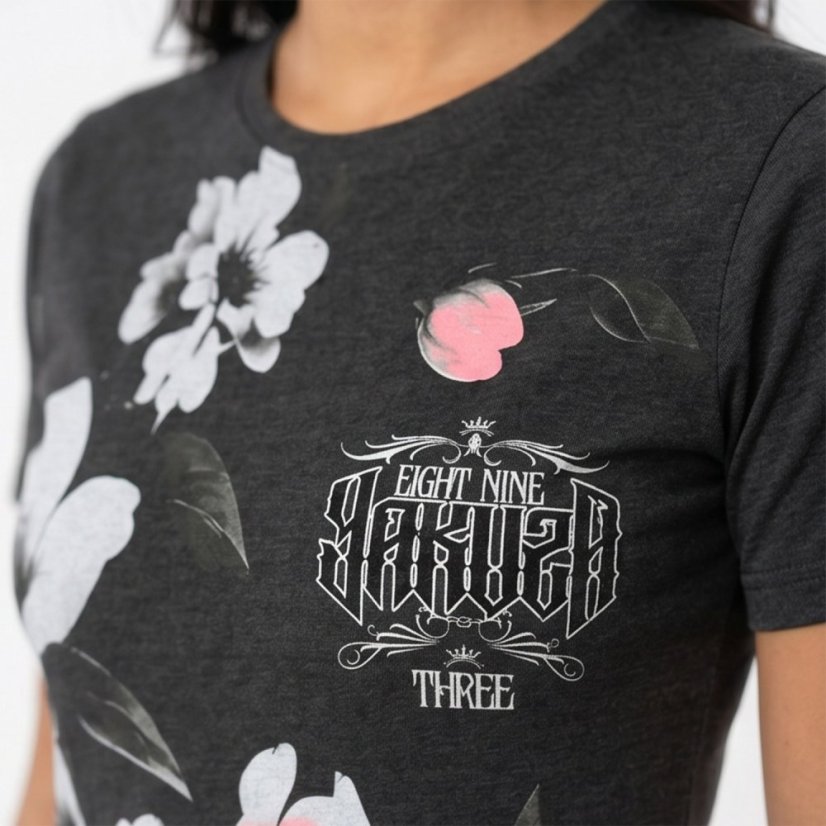 Dámské ležérní tričkové šaty Flowers Casual - Velikost: XS, Barva: Černý melír