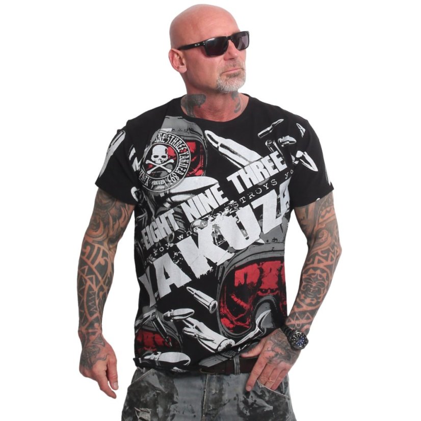 Pánské tričko Danger Allover Regular T-Shirt - Velikost: 3XL, Barva: Černá