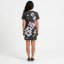 Dámské ležérní tričkové šaty Flowers Casual - Velikost: XS, Barva: Černý melír