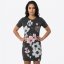 Dámské ležérní tričkové šaty Flowers Casual - Velikost: XS, Barva: Černý melír