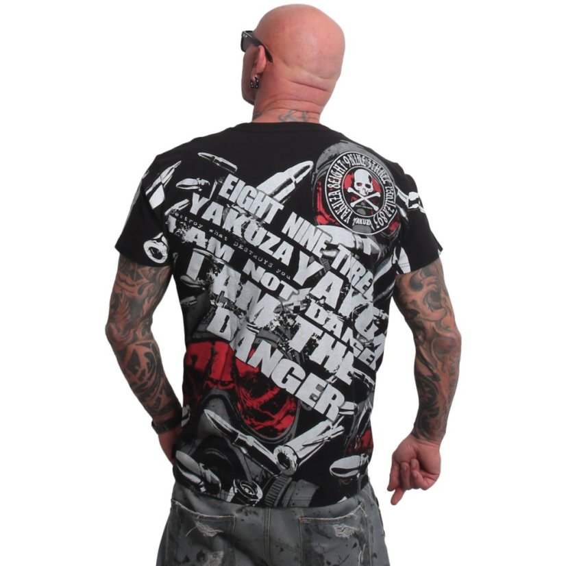Pánské tričko Danger Allover Regular T-Shirt - Velikost: 3XL, Barva: Černá