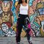 Dámské tepláky Flowers Loose Joggers - Velikost: XS, Barva: schwarz