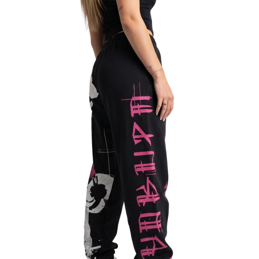 Dámské tepláky Flowers Loose Joggers - Velikost: XS, Barva: schwarz
